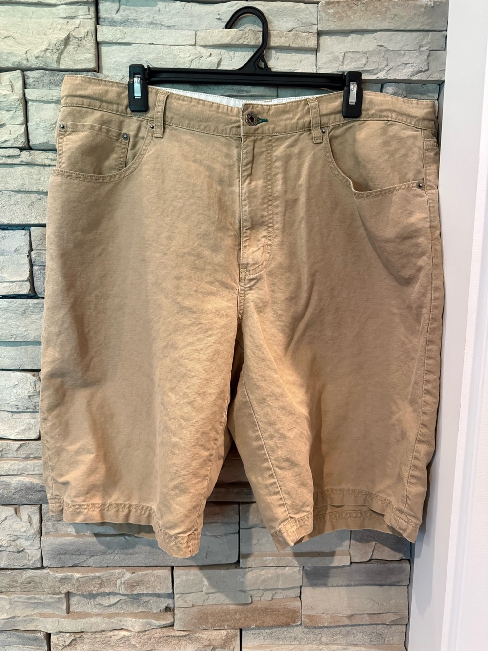Tommy Hilfiger Khaki Tan Shorts Men’s 36 X 11  Cotton Linen 3 Pockets
